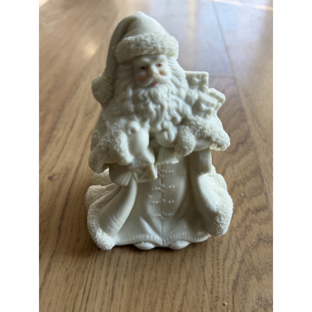 Santa Claus Father Christmas White Sparkle Trim Figurine Vintage